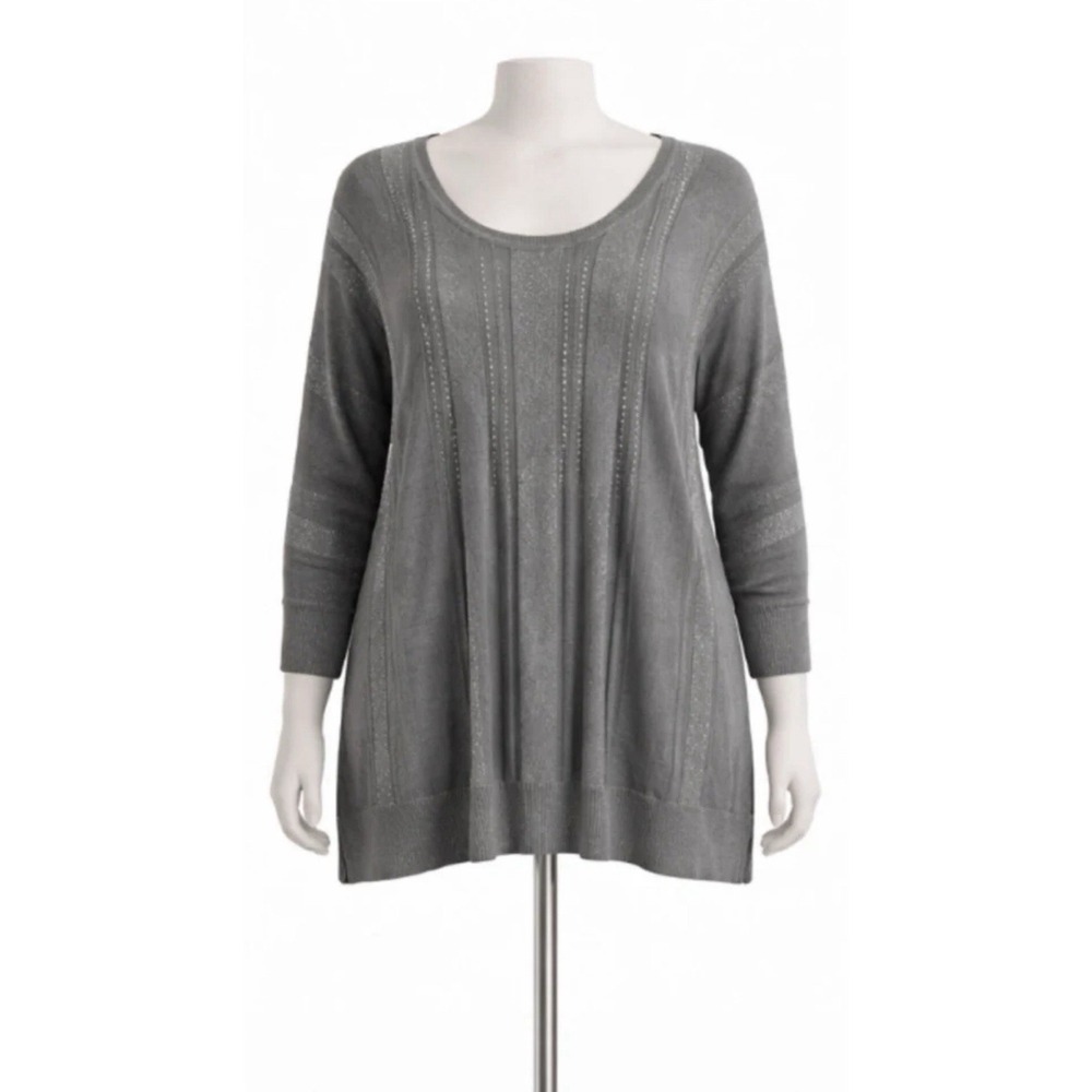 New 3X Love Story Platinum Bedazzled Top #852*13